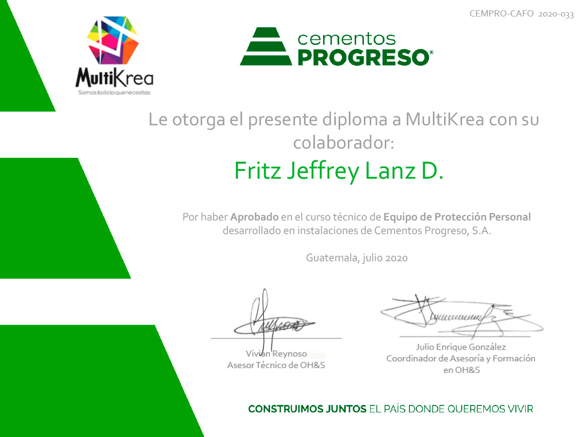 Diploma EPP Multikrea Jeffrey Lanz